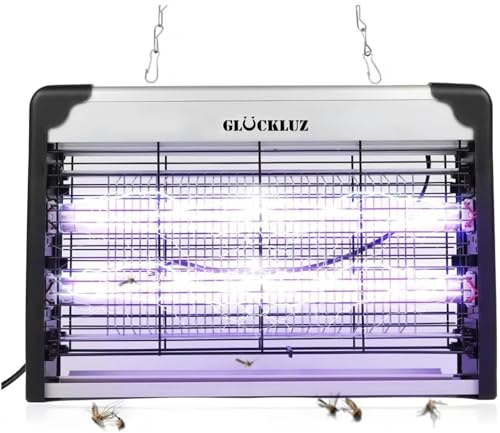 Glückluz 20W Lámpara Mata Mosquitos Eléctrico - Potente Mata Moscas UV, Eliminador de Insectos, Antimosquitos Eléctrico, Trampa para Mosquitos Interior y Exterior