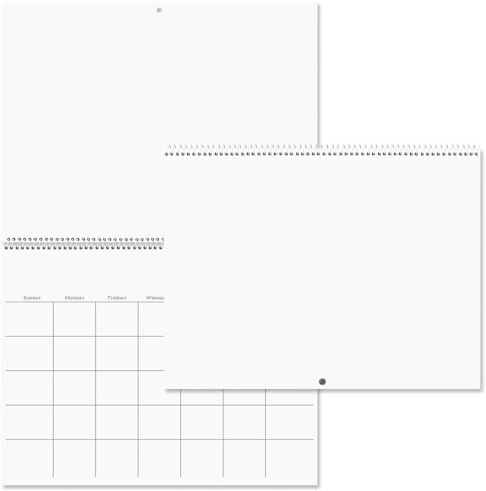Blank Scrapbook Wall Calendar, Undated, 12-Inch x 9-Inch Size Closed, 18-Inch Size Open, Large Bookstore-Quality, DIY Spiral-Bound Hanging Monthly Calendar for Kitchen & Office, by Current