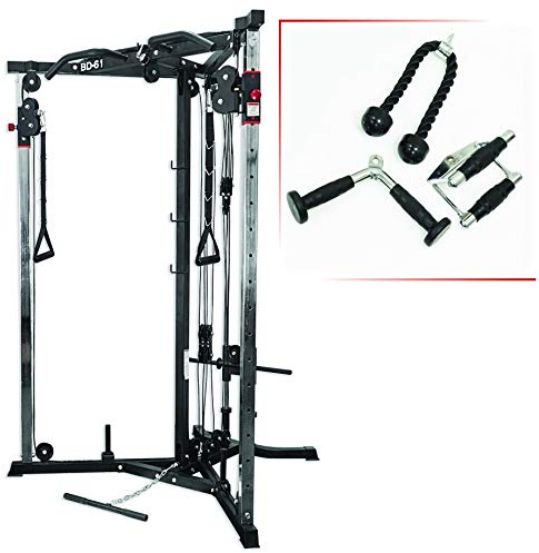 Valor Fitness Cable Crossover Machine - 17 Positions -Pull Up Bar & Attachment Bundle Max Weight 200lbs- Plate Loaded Pulley System - Home Gym Workout