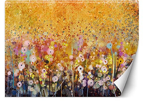 Feeby Fototapet Blommig Äng Abstrakt 254x184 cm Orange Fleece Vägg Tapet Vardagsrum Sovrum Kontor Hall Kök Dekoration Väggbilder XXL Modern Väggdekor Växter Natur Blommor