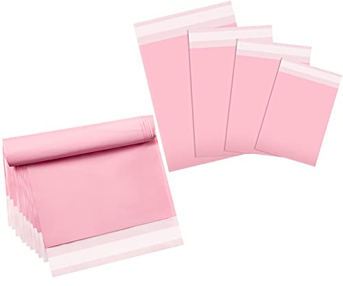 Outus 120 Pcs Poly Mailer Envelope 4 Sizes Shipping Bags Self Adhesive Clasp Envelope Self Adhesive Tear Proof Mailing Covers(8 x 12 In, 10 x 14 In, 13 x 18 In, 15 x 20 in,Pink)
