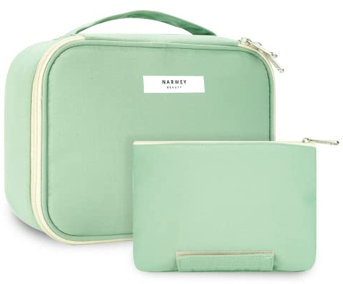 Narwey Kosmetiktasche Damen, Kulturtasche Damen, Groß Make up Tasche Reise Schminktasche Mädchen, Kosmetik Tasche, Makeup Bag Cosmetic Bag (Dunkles Mintgrün (Aktualisierung))