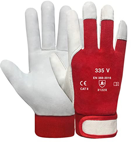 DOJA Barcelona | Leder Arbeitshandschuhe mit Klettverschluss | 6 Paar | Lederhandschuhe Gr. 9/L | Mechaniker Handschuhe Herren/Damen | Gartenhandschuhe Dornenfest, Montagehandschuhe, Schutzhandschuhe