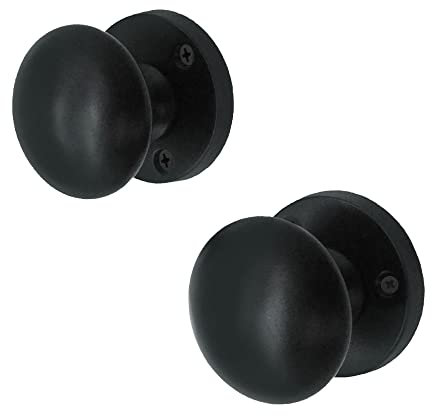 EAI Black Door Knobs - 1 Pair of Matt Black Victorian Mortice Knobs (55mm) for Internal Doors