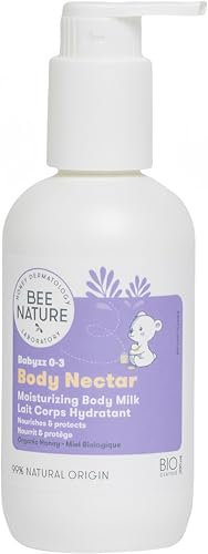 Bee Nature - Bodylotion für Babys und Kinder - Bio-Honig - Feuchtigkeitsspendend und Nährend - Lindert Hautausschläge und Ekzeme - Geeignet für mit Trockener, Empfindlicher Haut - 200ml