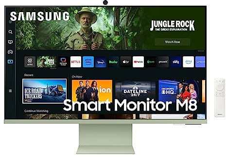 SAMSUNG LS32CM80GUUXEN Monitor Smart M8 de 32'' (3840x2160), 60 Hz, 4 ms, Display HDR10, Smart TV, Diseño ergonónico, Cámara Slimfit, Verde Claro