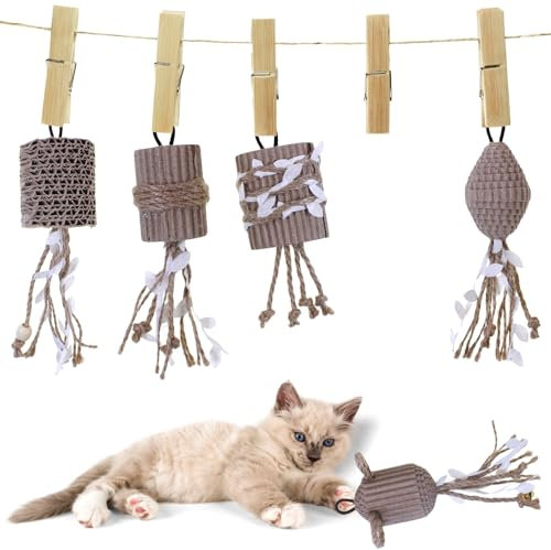 Pawfect Family® Interaktives Federspielzeug Set für Katzen (Natural, Mittelgroße)