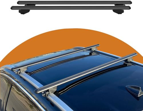 Cross Auto Accessories-Dachgepäckträger Kompatibel Mit Vw Passat B8 Alltrack Estate 2015-2023; Aluminium Abschließbare- Dachträger Für Autos Mit Bündigen Dachschienen, 2 Pcs Schwarz