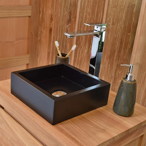 Océan Line Vasque à poser effet béton noir, Arlecchino MINI 30×30×10 cm