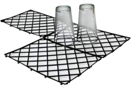We Can Source It Ltd - Black Plastic Glass Mats Interlocking Bar Shelf Liner - Slip Resistant Design – Durable Surface Protector for Bars, Restaurants, Kitchens & Catering Use - Pack of 10 (8 x 12)