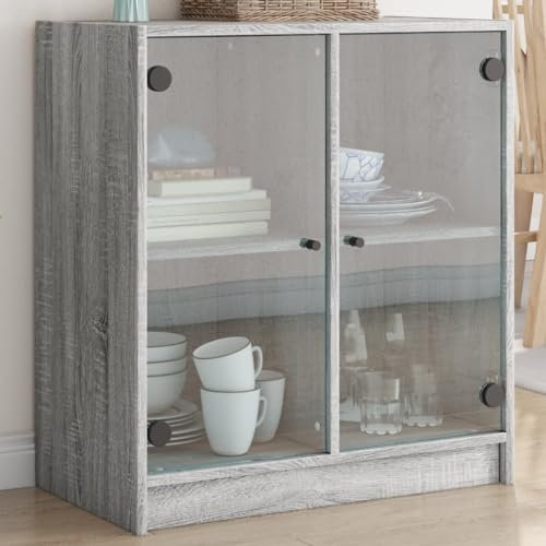 Homvdxl Cube Sideboard mit Glastür, 4 Würfel, Aufbewahrungs-Organizer, Vitrine für Wohnzimmer, 68 x 37 x 75,5 cm (rustikal)