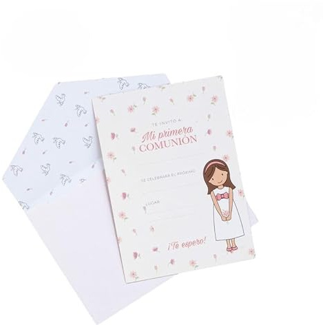 ROCKING GIFTS Set de 10 Cartas de Invitación para Comunión de Niña, Preparación Fiesta