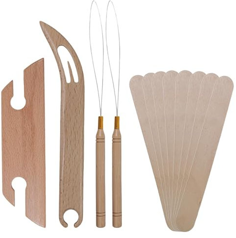 leryveo Webwerkzeuge, Strickschiffchen - Nadeleinfädler mit Holzgriff - Webschiffchen aus Buchenholz mit Holzgriff für Kollegen, Klassenkameraden, Verwandte, Geburtstag, Freunde, Familie