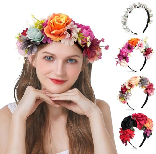 Diadema LOPHE de corona floral, tiara de rosas para novias y damas de honor, para bodas y fiestas, B