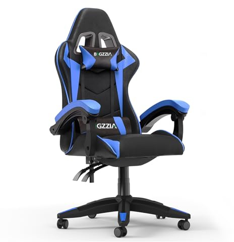 Racingreat Ergonomic Gaming Chair with Adjustable Height, Reclining Feature, Headrest, and Lumbar Support for Adults (Basics, Blue)