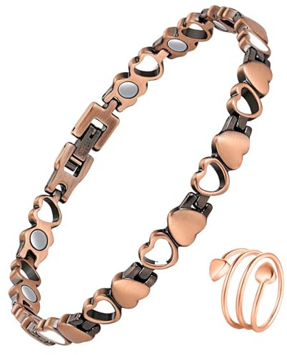 Jecanori 99,99% reines Kupfer, magnetisches Armband für Damen, effektiv, ultrastark, mit Geschenkbox und Entfernungswerkzeug, 22 cm, Kupfer
