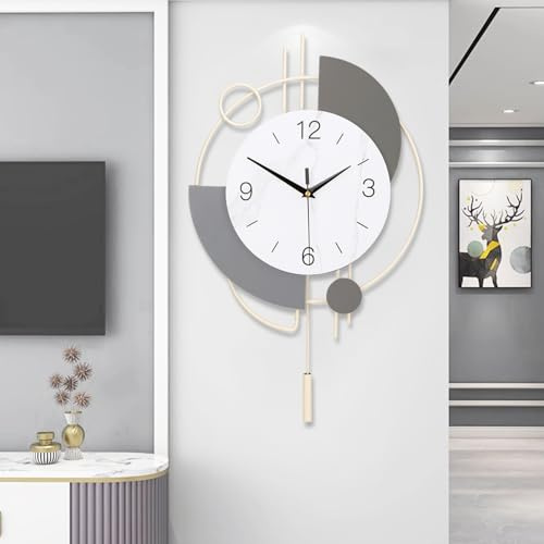 SIN&MI Wall Clocks for Living Room Decor Big Decorative Wall Clocks Battery Operated for Bedroom Kitchen Office Home Large Metal Wall Clock Silent Wall Clock Non Ticking 13 * 21.65 Inch Brown