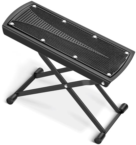CAHAYA Banco para Guitarra Ajustable en 6 Niveles – Reposapiés para Guitarristas con Base Antideslizante, Plegable y Portátil, Capacidad Máxima de 70 kg, Modelo CY000337