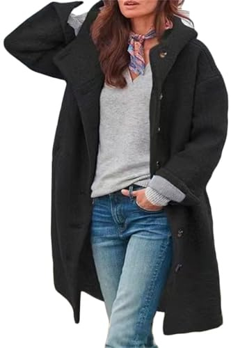 Generisch Abrigo de mujer gabardina de manga larga cárdigan elegante con botones delgados abrigo cálido abrigo de entretiempo abrigo de invierno otoño invierno chaqueta parka con cuello de solapa
