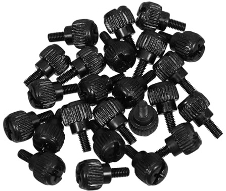SEWACC Set di 24 Viti per PC in Ferro Nero, Filettatura 6-32, Manopole Zigrinate per Case Computer, Alimentatori e Slot Pci, Accessori per Assemblaggio e Manutenzione PC