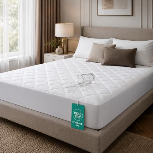 NOXON Single Bed Quilted Waterproof Mattress Protector 40cm Extra Deep Fit | Soft quilted microfibre, breathable, noiseless, machine washable, deep fitted skirt, mattress protectors, single bed 90x190cm