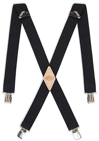 Dickies mens 1-1/4 Solid Straight Clip apparel suspenders, Black, One Size US