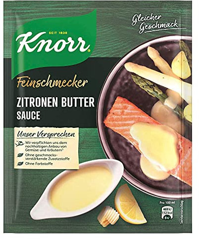 Knorr Feinschmecker Zitronen Butter Sauce leckere helle Soße ohne geschmacksverstärkende Zusatzstoffe 250 ml 1 Stück