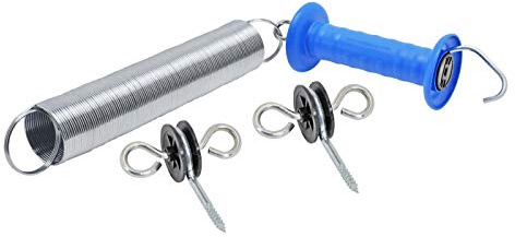 VOSS.farming '2 x Set Molla per Maniglia per portone, con Maniglia per cancello isolatori Recinzione per Recinto Cancello Elettrico Tor isolatori
