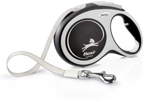 FLEXI® Comfort Nylon Tape Retractable Dog Leash, Large, 26 ft - Grey/Black