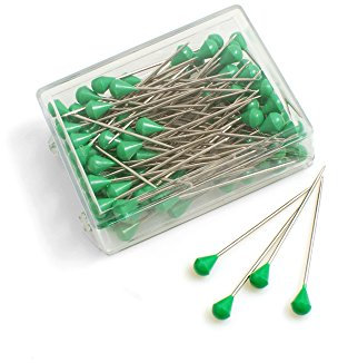 Design61 100x Tapeziernadeln Tapazierstecker Nadel Stecknadeln mit Kunststoffkopf in Grün 50mm