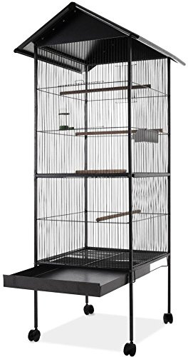 BAKAJI Voliera XXL per Uccelli Pappagalli Canarini Parrocchetti Altezza 160 cm Gabbia Grande in Metallo Bird House con Cassetto Estraibile per la Sabbia, Adatta per Interno ed Esterno