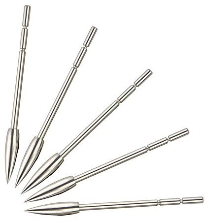 AMEYXGS 24pcs Tiro con L'Arco Inserti Punte di Freccia Acciaio Inossidabile Broadheads 80Grian100Grian 120Grian per ID 3.2mm Albero della Freccia (Tipo 2, 80gr)