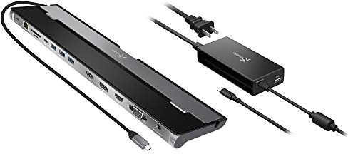 j5create USB Type C Docking Station with 100W PD Charger - Supports 3 Displays | HDMI, DisplayPort, VGA, 100W PD Charging, 1Gbps Ethernet | for MacBook Pro/Air, XPS, and More (JCD543P)