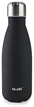 IBILI - Botella termo doble pared black 350 ml, Acero Inoxidable 18/10, Doble pared, Reutilizable
