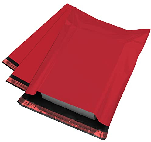 100x Strong Large Mailing Postal Postage Bags 14 x 20 inch Packaging Mailers, iSOUL [Use in Parcel, Delivery, Shipping, Mail, Package] [Plastic Envelopes] Red