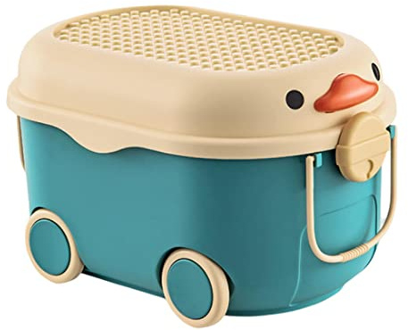 F Fityle Caja de Almacenamiento de Juguetes apilable con Ruedas Que organizan el Bloque de construcción de refrigerios para la Sala de Juegos, Azul Medio