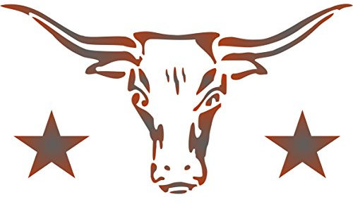 Texas Longhorn Stencil, 14.5 x 8 inch - Cow Bull Skull Farm Animal