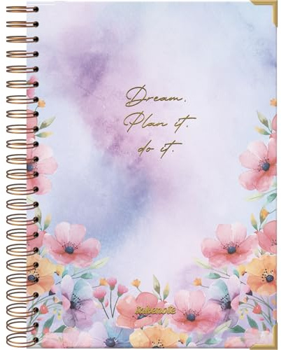 Bullet Journal A4 - Cuaderno Punteado para Organización y Notas, Tamaño 21,5 x 30 cm, Cierre de Anillas Dobles (Wire’o), 192 Páginas, Papel Grueso de 100 gr/m² - Takenote Amapola