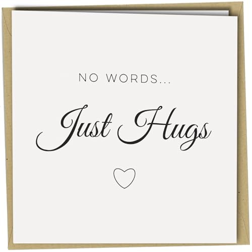 Oscar Finks Sympathy Greeting Card for Loved Ones Bereavement 'No Words Just Hugs' Thinking of You Condolence with Kraft Envelop #1780