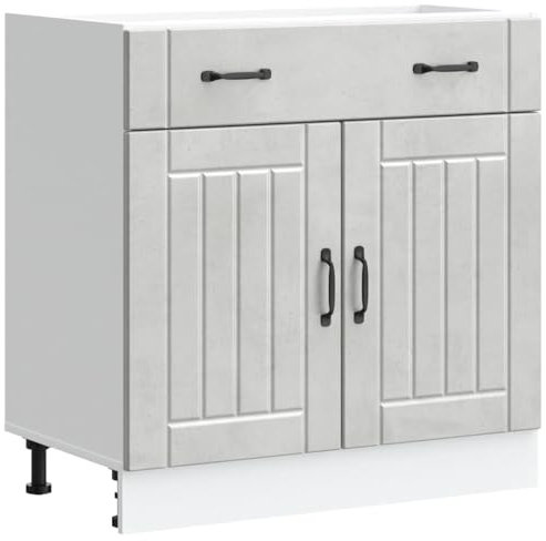 vidaXL Küchen-Unterschrank Lucca Betongrau Holzwerkstoff, Spülenunterschrank, Schrank Küche, Lagerschrank, Unterschrank für Küche, Küchenzeile