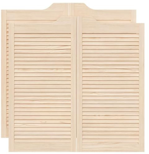 vidaXL Schwingtüren Lamellen-Design 2-Paar 100x100cm Massivholz Kiefer, Saloontüren, Bartüren, Scharniertüren, Schwingtüren für Cafés, Flügeltüren