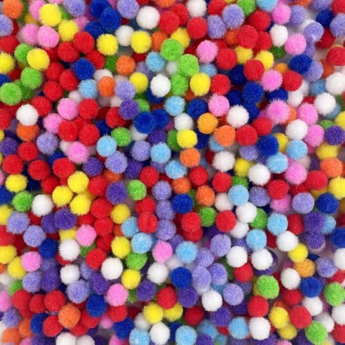 Sudnsadaks 500 Piezas Pompones Manualidades,10 mm Pompones Colores, Colored Round Bola Fieltro, Mini Bolas Fieltro, Bolas Esponjosas, Pompones Esponjosos para Manualidades y Decoraciones