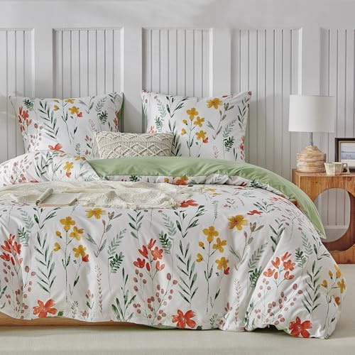 TTCM Funda Nordica Cama 180, Funda Nordica 240 x 260 cm, Incluye 1 Fibra Ultrafina con Estampado Floral Funda Nórdica 240x260 cm + 2 Funda Almohada 65x65 cm, con Cremallera, Verde
