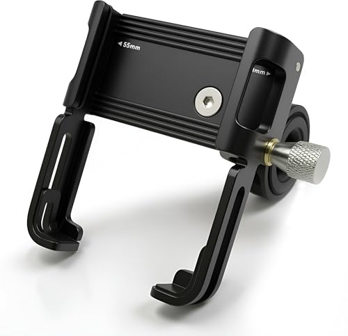 Porta Cellulare in Alluminio: per Bicicletta - eBike - Mtb - Monopattino Elettrico - Moto. Supporto Telefono Antivibrazione, Installazione su Manubrio. Universale per Tutti gli Smartphone.