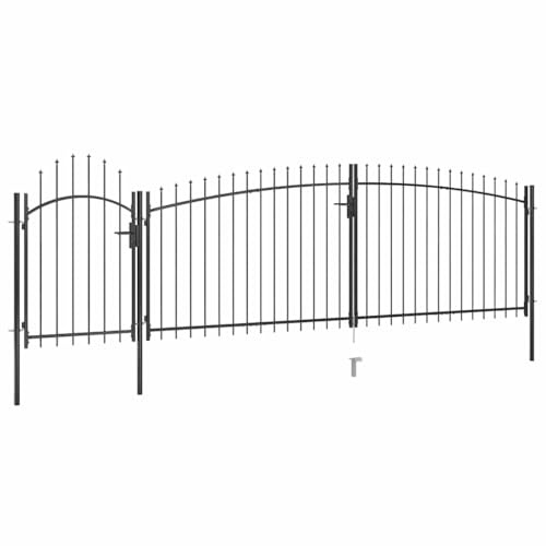 Clôture - Portail de cour - Portail de jardin avec pointes de lance - 5 x 2 m - Noir - Sécurité pour votre paysage de jardin