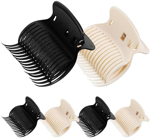 TOPPERFUN Lot de 12 Pinces à Rouleaux Chauffants Noires et Blanches Pinces à Griffes pour Cheveux Accessoires Coiffure pour Salon Maintien Ferme des Bigoudis Outils pour Boucles