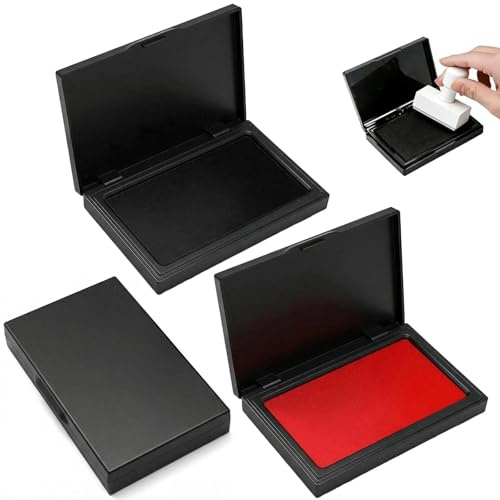 2PCS Ink Pad, Ink Pads for Stamping, Red and Black, Water-Based Inks, Ideal for Hand Stamping (10 x 7.5 x 1.5cm).