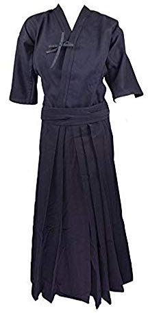 Japanese Kendo Uniform Set Aikido Samurai Hakama Martial Arts Clothing Suit (Height 180cm) Navy Blue