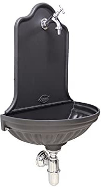 Fonderia Bongiovanni Wandbrunnen, Modell Barcelona, für Haus und Garten, mit Wasserhahn und Siphon, aus Messing nach Wahl (verchromt)