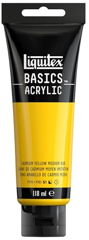 LIQUITEX Basics Acrylic Paint, Cadmium Yellow Medium Hue, 118 ml (Pack of 1)